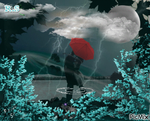 Loving in the rain - Gratis animeret GIF