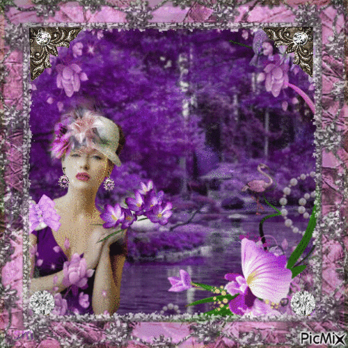 dama en violeta y plata - GIF animé gratuit