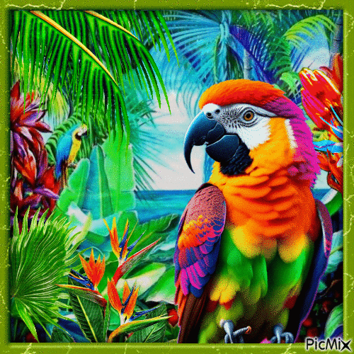 Oiseau  multicolore - GIF เคลื่อนไหวฟรี