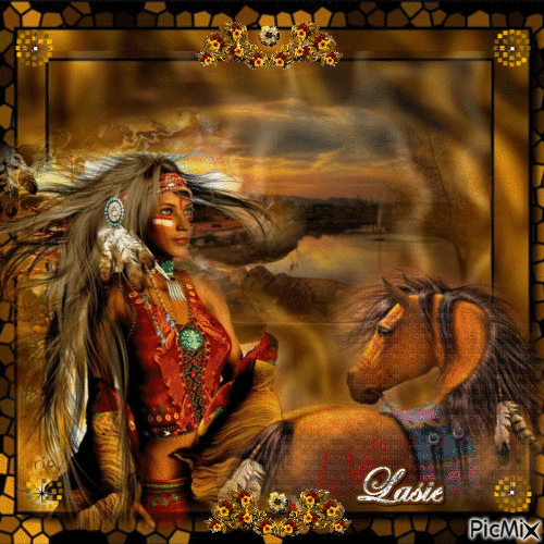 Ma créa Amérindienne et son cheval ♥♥♥ - Zdarma animovaný GIF