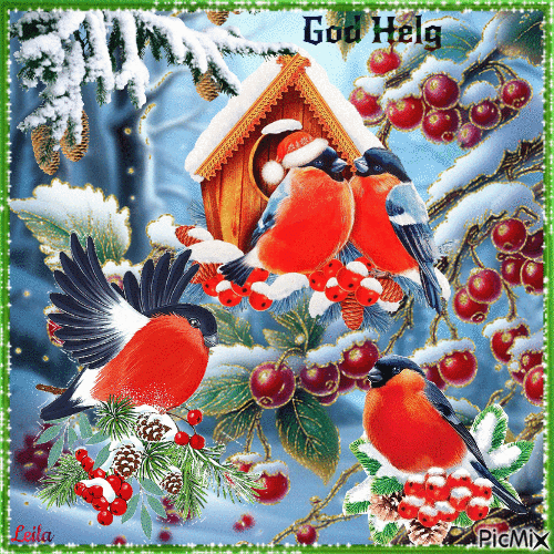 Happy Weekend. Birds, winter - Бесплатный анимированный гифка