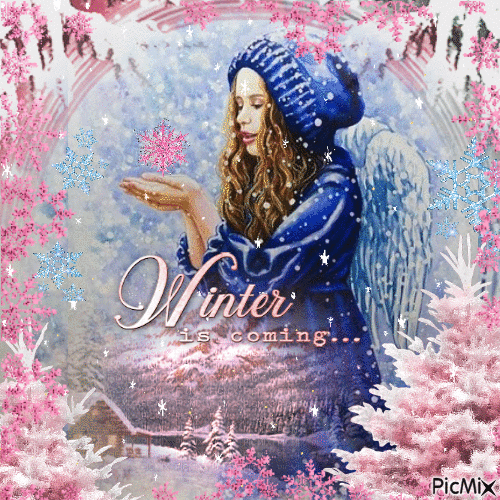 snow in pink and blue - GIF เคลื่อนไหวฟรี