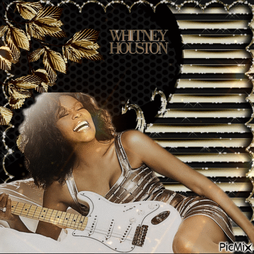 Whitney Houston - Gold- und Schwarztöne - Nemokamas animacinis gif