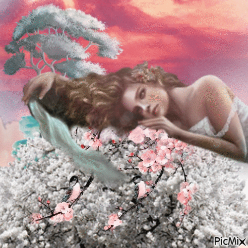 Woman dreaming - Безплатен анимиран GIF