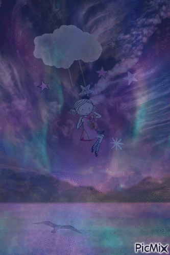 Swinging on a cloud - GIF animado grátis