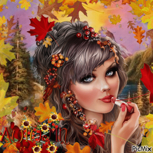 femme automne - Gratis animerad GIF