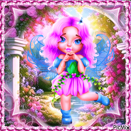 La petite fée dans son jardin - 免费动画 GIF