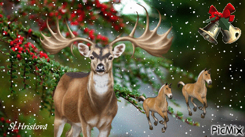 winter - deer - Gratis animeret GIF