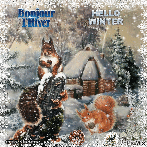 Bonjour l'Hiver / Hello Winter - GIF animé gratuit