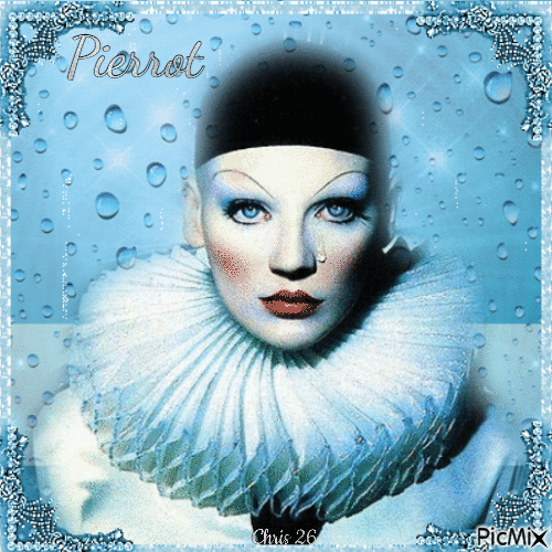 Pierrot in the rain - GIF animado grátis