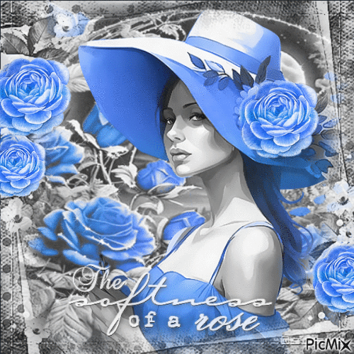 Woman rose blue - Free animated GIF