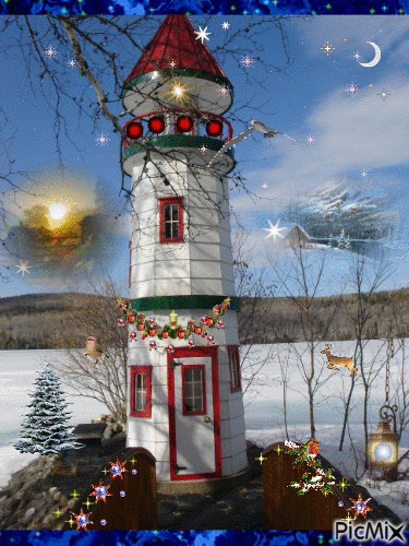 Phare sur lac. - Free animated GIF