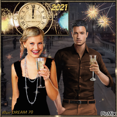 Happy New Year 2021 -to all friends! - GIF animado gratis