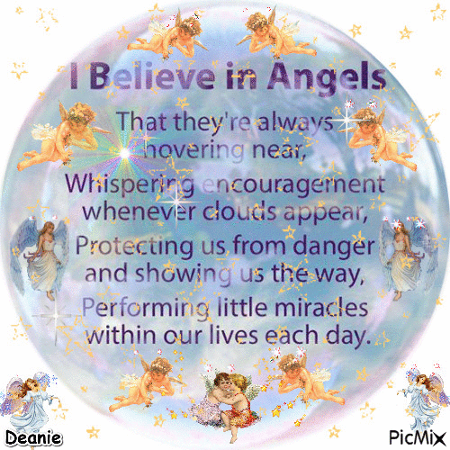 Angel Saying: I Believe in Angels - GIF เคลื่อนไหวฟรี