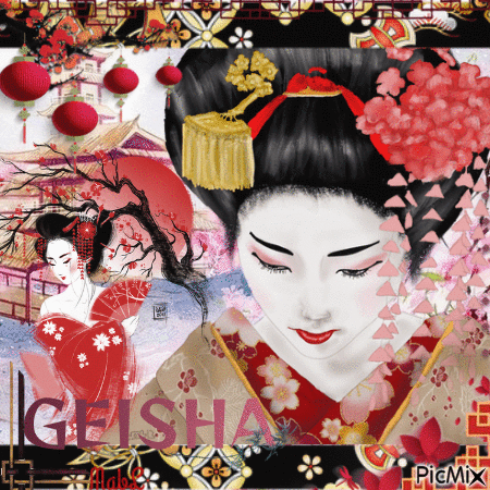 Portrait d'Une Geisha - Darmowy animowany GIF