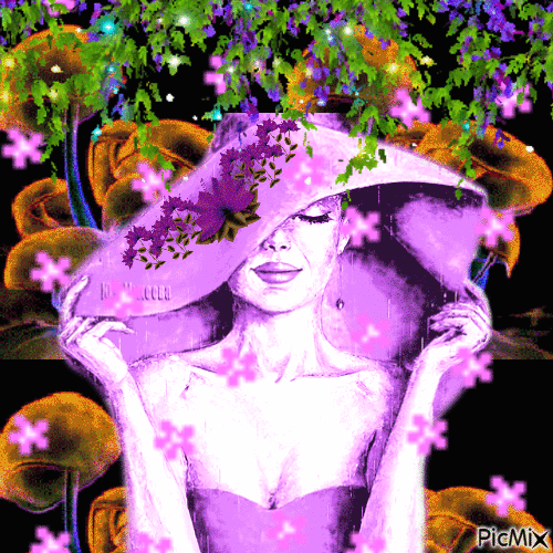 Lady flowers - Бесплатни анимирани ГИФ