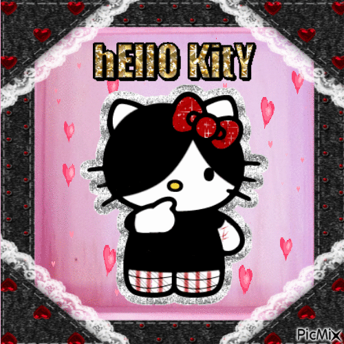 Dark Hello Kitty - Nemokamas animacinis gif