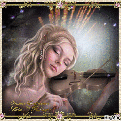 Menina e o violino - Безплатен анимиран GIF