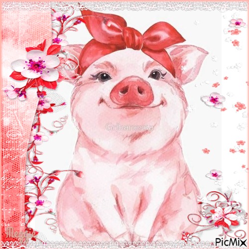 portrait of a piggie - nemokama png