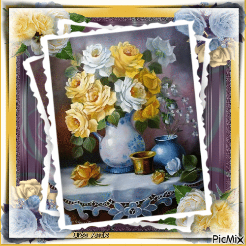 Art - Bouquet de Roses - GIF animado grátis