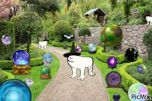 in the orb garden with the wizards <|:.) - GIF animé gratuit