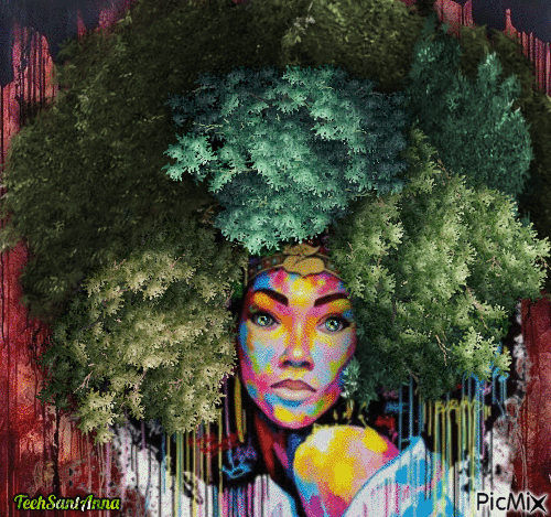 Mural com cabelo de árvore - 無料のアニメーション GIF