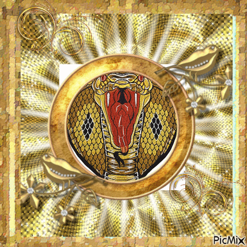 cobra dans cercle doré - Darmowy animowany GIF