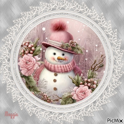 snowman in pink - gratis png