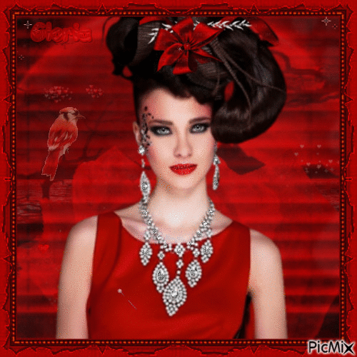 Belle femme en rouge - Безплатен анимиран GIF