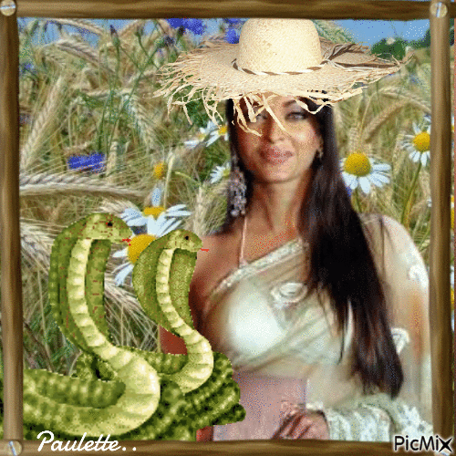 femme et serpent - GIF animé gratuit