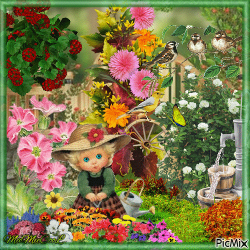 jardin fleurie - GIF animado grátis
