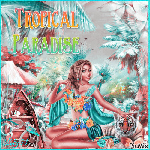 tropical femme tigre - Free animated GIF