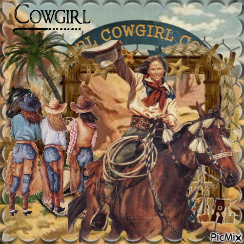 Cowgirl vintage - GIF animé gratuit