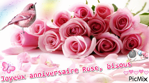 Bon anniversaire Rose - Gratis geanimeerde GIF