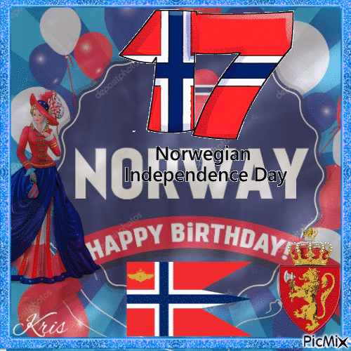 Fête de l'indépendance de la Norvège - 17 mai - Δωρεάν κινούμενο GIF