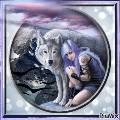 woman with wolf - δωρεάν png