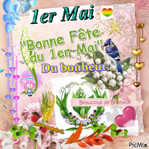 1er Mai - Muguet . Bonne Fête du 1er Mai - Bonheur - Darmowy animowany GIF