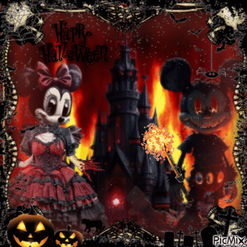 Happy Halloween Minnie Mouse - GIF animasi gratis