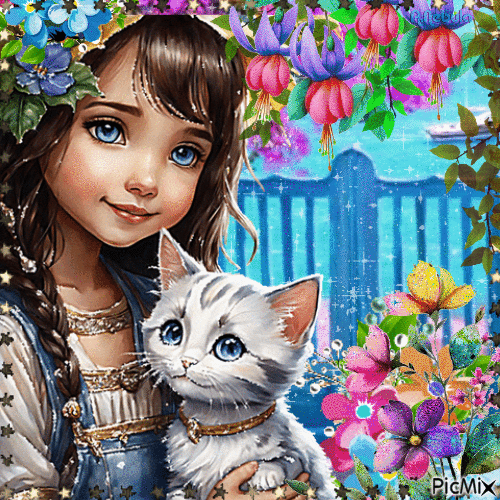 Child with a dog or a cat-contest - GIF animado gratis