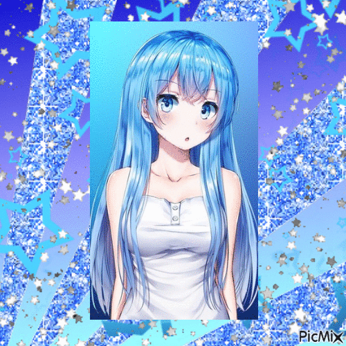 Blue Girl Kawaii - Бесплатни анимирани ГИФ