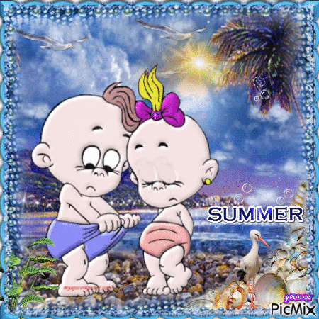 summer funny baby couple - Free animated GIF - PicMix