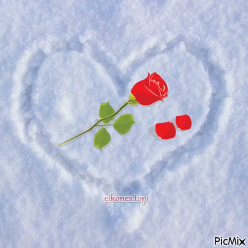 Καρδιά στο χιόνι - 免费PNG