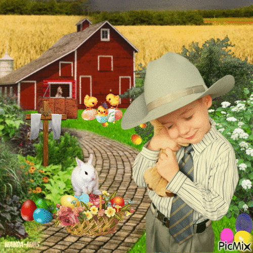 Easter-animals-boy - Ingyenes animált GIF