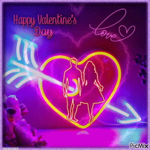 Happy Valentines day--neon - Gratis animerad GIF