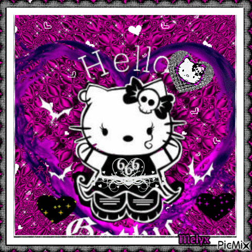 Hello Gothic Kitty - GIF animasi gratis