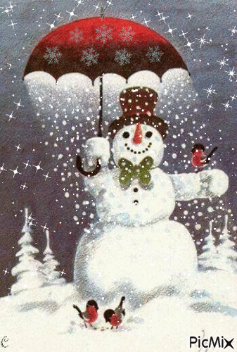 Umbrella/Snowman - GIF animasi gratis