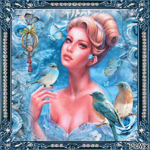 Prinzessin in Blautönen - Besplatni animirani GIF