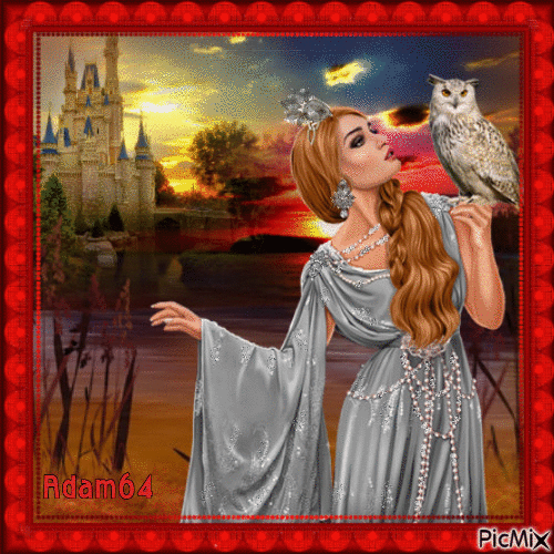 the young Princess and her owl - Бесплатни анимирани ГИФ