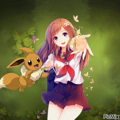 a eevee with a  girl - Free PNG