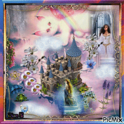Fantasy Castle in the Sky. - Darmowy animowany GIF
